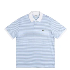 Lacoste T-Shirts*Classic Fit Striped Petit Piqué Polo Shirt White / Blue