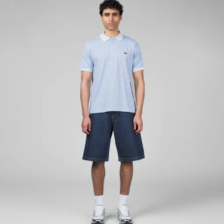 Lacoste T-Shirts*Classic Fit Striped Petit Piqué Polo Shirt White / Blue