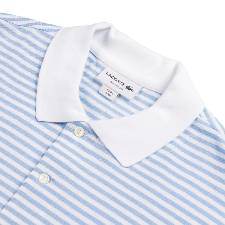 Lacoste T-Shirts*Classic Fit Striped Petit Piqué Polo Shirt White / Blue