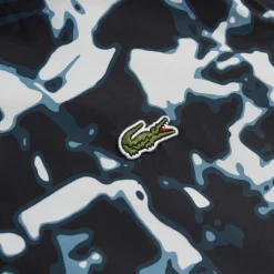 Lacoste Gilets*Print Motif Water-Repellent Windbreaker Black / Blue / Light Grey