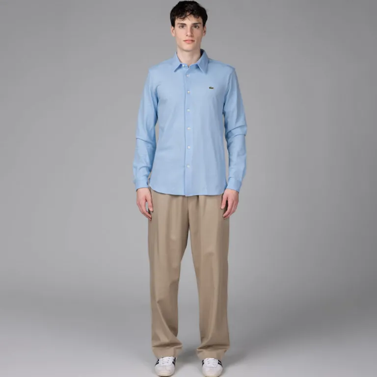 Lacoste Chemises*Slim Fit Cotton Piqué Shirt Pale Blue