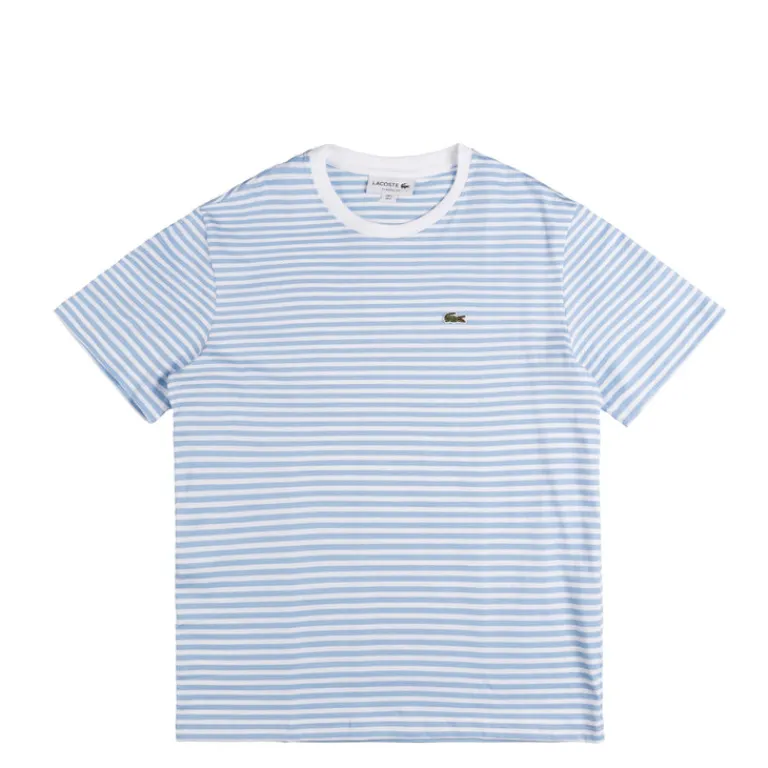 Lacoste T-Shirts*Striped Heavy Cotton T-Shirt White / Blue
