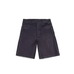 Marni Shorts*Deep Blue Stretch Denim Trompe L'oeil Bermuda-Short Blublack