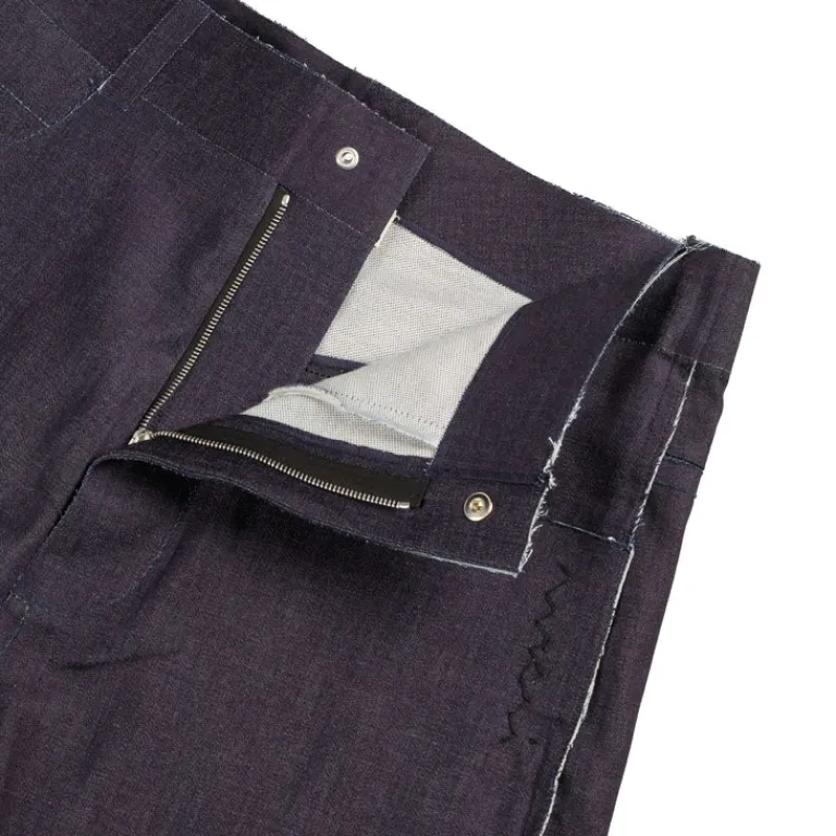 Marni Shorts*Deep Blue Stretch Denim Trompe L'oeil Bermuda-Short Blublack