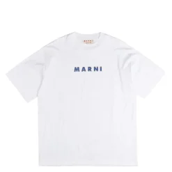Marni T-Shirts*Printed Stripes Logo T-Shirt Lily White