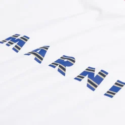 Marni T-Shirts*Printed Stripes Logo T-Shirt Lily White