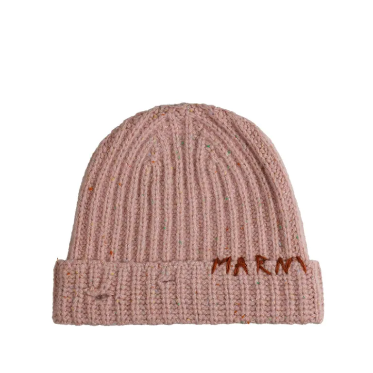 Marni Alle Anzeigen|Beanies*Ribbed Beanie Whit Hand Stitched Logo Peony