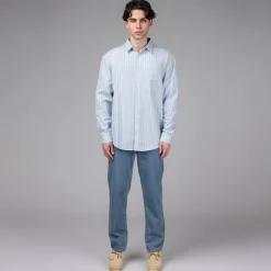 Metalwood Chemises*Court Shirt Blue / White Stripe