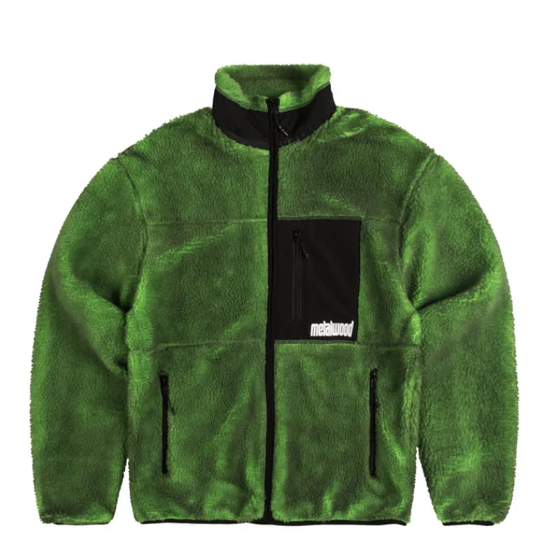 Metalwood Gilets*Painted Sherpa Fleece Jacket Green