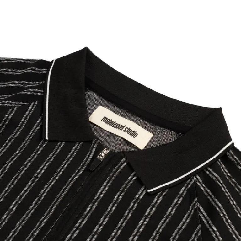Metalwood T-Shirts*Ribbed LS Polo Black