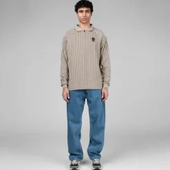 Metalwood T-Shirts*Ribbed LS Polo Tan