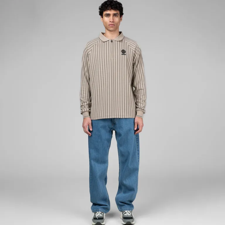 Metalwood T-Shirts*Ribbed LS Polo Tan