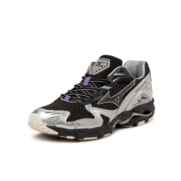 Mizuno Sneakers En Cuir|Chaussures De Running Retro*Wave Rider 10 *Millennium* Black / Black Sand / Purple Haze