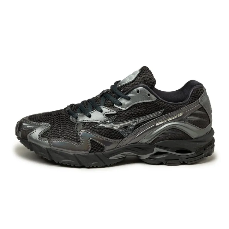 Mizuno Sneakers En Cuir|Chaussures De Running Retro*Wave Rider 10 Sport Black Sand / Black Sand / Metallic Gray