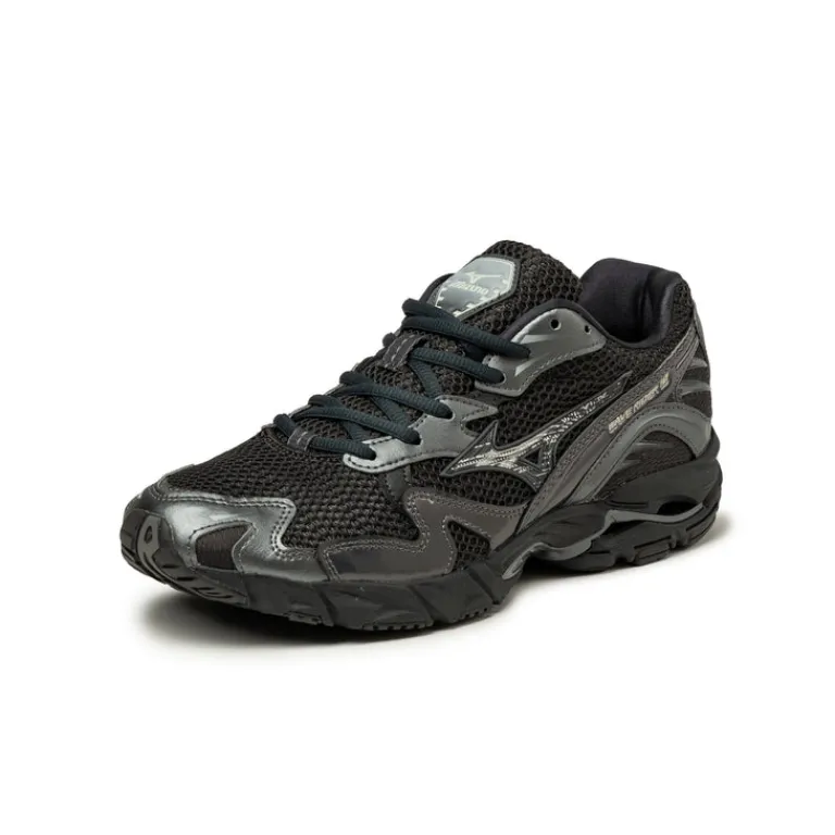 Mizuno Sneakers En Cuir|Chaussures De Running Retro*Wave Rider 10 Sport Black Sand / Black Sand / Metallic Gray