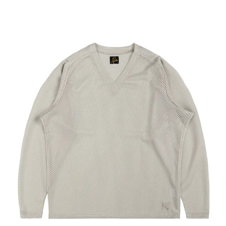 Needles T-Shirts*L/S V-Neck Tee - Raschel Lace Light Grey