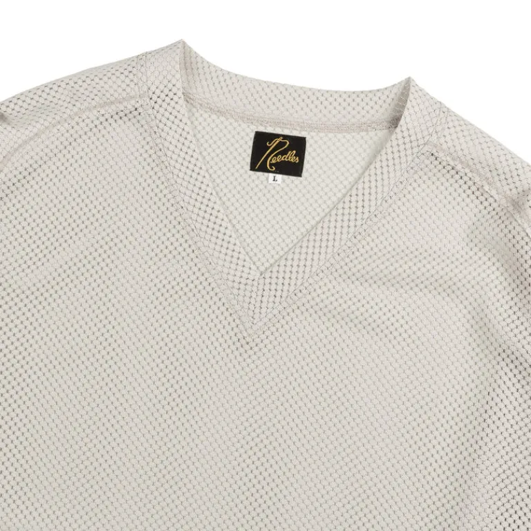 Needles T-Shirts*L/S V-Neck Tee - Raschel Lace Light Grey