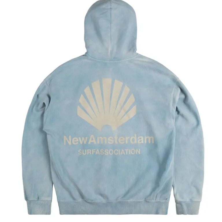 New Amsterdam Surf Association Sweats À Capuche*Logo Hoodie Washed Blue