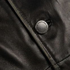 New Amsterdam Surf Association Gilets*Leather Jacket Boxy Fit Washed Black