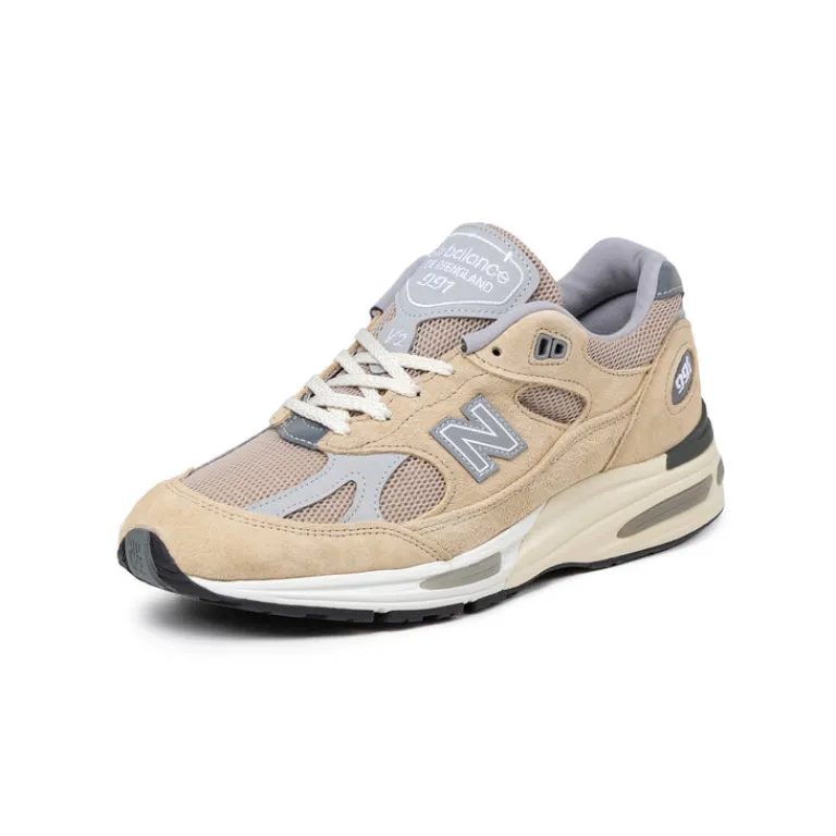 New Balance Sneakers En Cuir|Chaussures De Running Retro*U991BE2 *Made in England* Cuban Sand / Harbor Mist / Silver