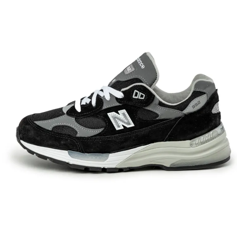 New Balance Sneakers En Cuir|Chaussures De Running Retro*U992BK *Made in USA* Black /Grey / Silver Metalic