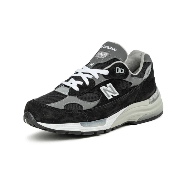 New Balance Sneakers En Cuir|Chaussures De Running Retro*U992BK *Made in USA* Black /Grey / Silver Metalic