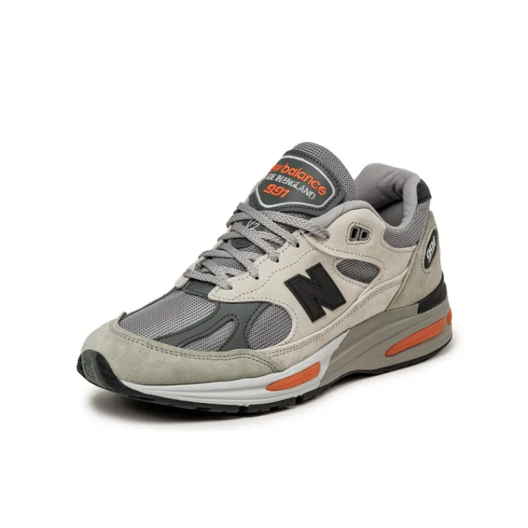 New Balance Sneakers En Cuir|Chaussures De Running Retro*U991BS2 *Made in England* Pelican / Abbey Stone / Persimmon Orange / Flint Gray