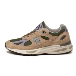 New Balance Sneakers En Cuir|Chaussures De Running Retro*U991DL2 *Made in England* Cement / Douglas Fir / Lavender Gray / Silver