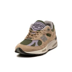 New Balance Sneakers En Cuir|Chaussures De Running Retro*U991DL2 *Made in England* Cement / Douglas Fir / Lavender Gray / Silver