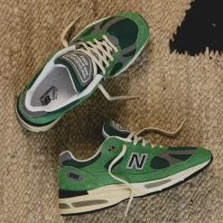 New Balance Sneakers En Cuir|Chaussures De Running Retro*U991GV2 *Made in England* Mineral Green