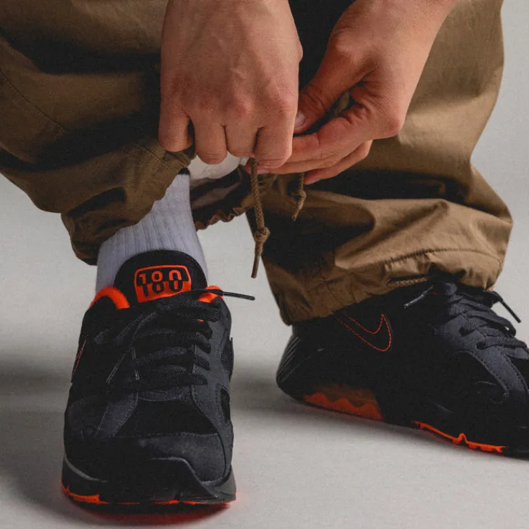 Nike Sneakers En Cuir|Chaussures De Running Retro*Air 180 Black / Black / Hyper Crimson