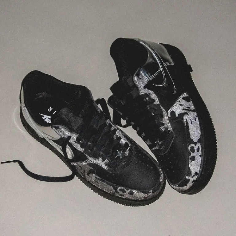 Nike Sneakers En Cuir*Air Force 1 Low Retro *All-Star* Black / Chrome / Black