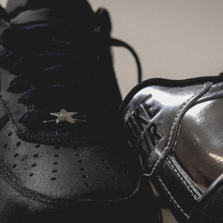 Nike Sneakers En Cuir*Air Force 1 Low Retro *All-Star* Black / Chrome / Black