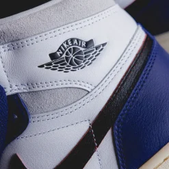 Jordan Sneakers Montantes|Sneakers En Cuir*Nike Air 1 Retro High OG *Rare Air* White / Black / Neutral Grey / Deep Royal Blue / Muslin