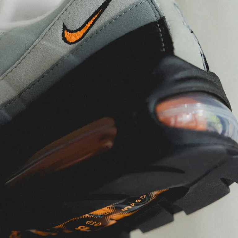 Nike Sneakers En Cuir|Chaussures De Running Retro*Air Max 95 *Big Bubble* Black / Bright Mandarin / Clear Grey