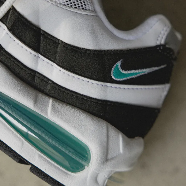 Nike Sneakers En Cuir|Sneakers Blancs*Air Max 95 OG *Black Border* White / Hyper Jade / Black / Metallic Silver