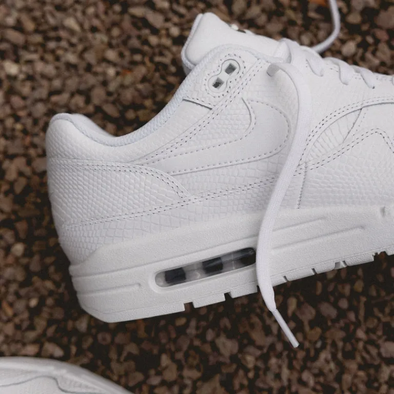 Nike Sneakers En Cuir|Sneakers Blancs*Air Max 1 PRM *Snakeskin* White / White / Pure Platinum / White