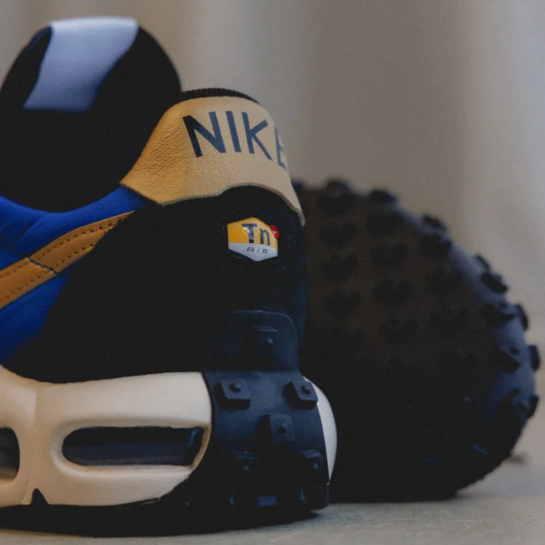 Nike Sneakers En Cuir|Chaussures De Running Retro*Air Max Waffle SP Hyper Blue / Metallic Gold / Black