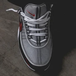 Nike Sneakers En Cuir|Chaussures De Running Retro*Air Zoom Spiridon OG Metallic Silver / Sport Red / Black / White