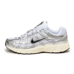 Nike Sneakers En Cuir|Chaussures De Running Retro*P-6000 White / Black / Metallic Silver / Flat Silver