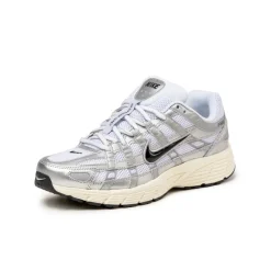 Nike Sneakers En Cuir|Chaussures De Running Retro*P-6000 White / Black / Metallic Silver / Flat Silver