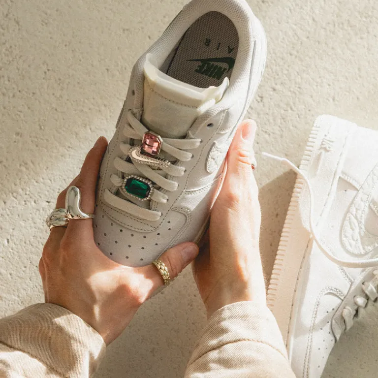Nike Sneakers En Cuir|Sneakers Blancs*Wmns Air Force 1 Low Premium Light Bone / Light Bone / Kelly Green