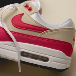 Nike Chaussures De Running Retro*Wmns Air Max 1 White / Aster Pink / Light Orewood Brown / Black