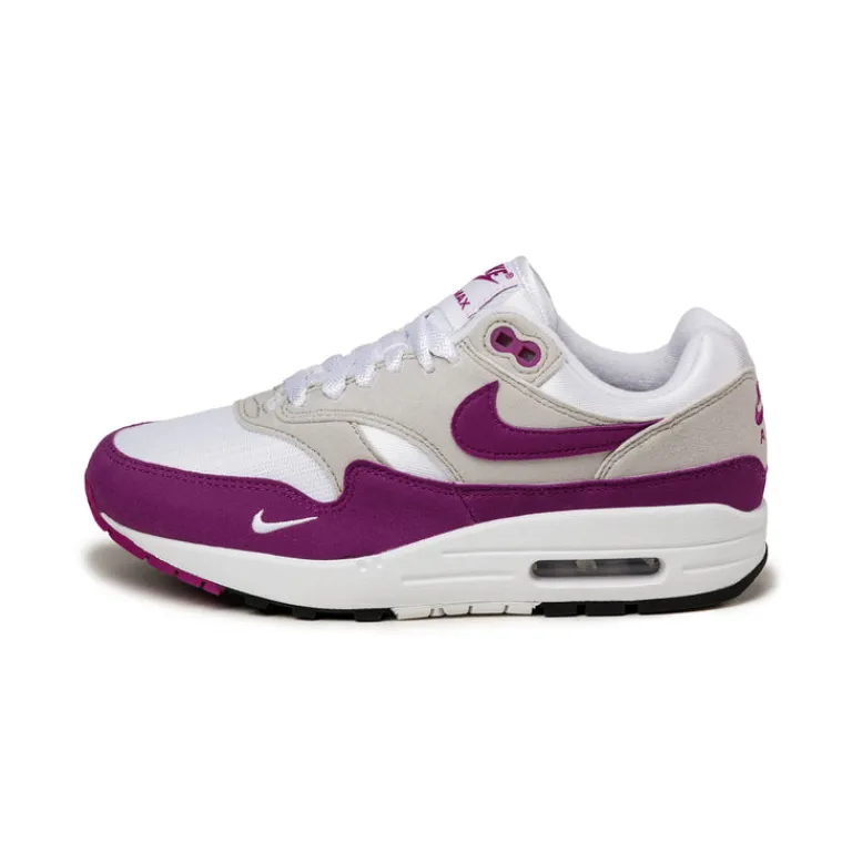 Nike Sneakers En Cuir|Chaussures De Running Retro*Wmns Air Max 1 '87 White / Bold Berry / Neutral Grey / Black