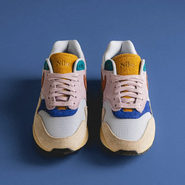 Nike Sneakers En Cuir|Chaussures De Running Retro*Wmns Air Max 1 '87 PRM Grain / Rugged Orange / Plum Fog / Violet Dust