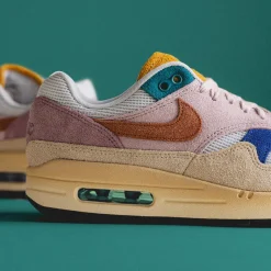 Nike Sneakers En Cuir|Chaussures De Running Retro*Wmns Air Max 1 '87 PRM Grain / Rugged Orange / Plum Fog / Violet Dust