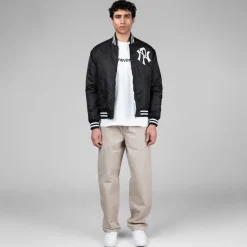 No Problemo Gilets*NYP Nylon Varsity Jacket Black