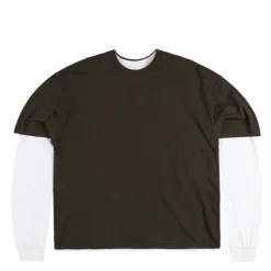 Perplex T-Shirts*Double-Layered Longsleeve T-Shirt Brown/White