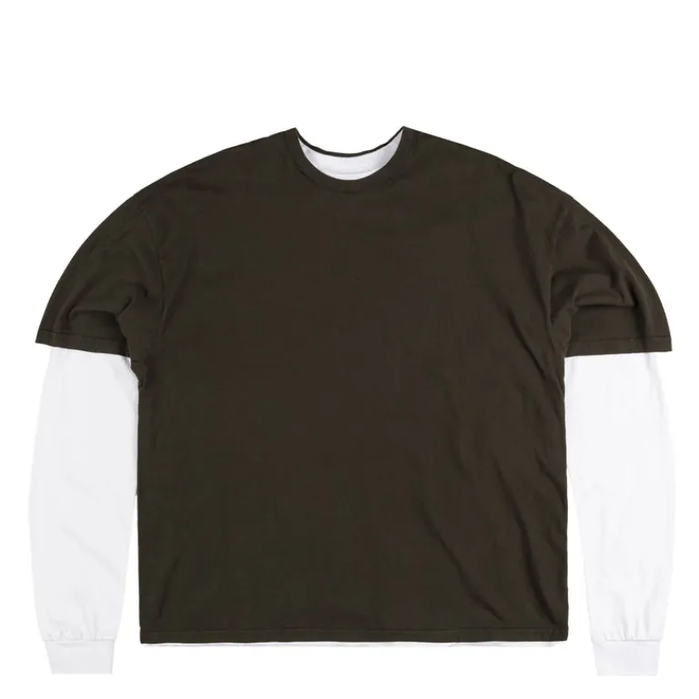 Perplex T-Shirts*Double-Layered Longsleeve T-Shirt Brown/White