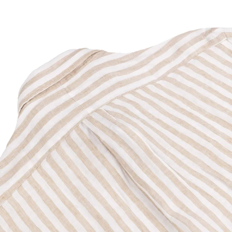 Polo Ralph Lauren Chemises*Custom Fit Striped Linen Shirt Coastal Beige / White